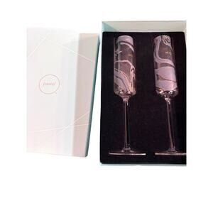 Pastel His & Hers Set Of 2 Champagne Flutes Glasses